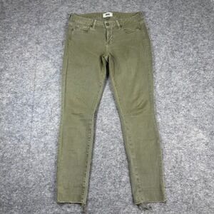PAIGE Verdugo Ankle Jeans Womens 28 Olive Green Excellent Raw Hem Skinny